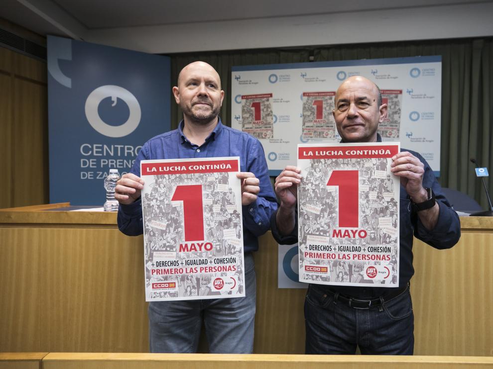 Manuel Pina y Daniel Alastuey, secretarios generales de CC. OO. y UGT, respectivamente