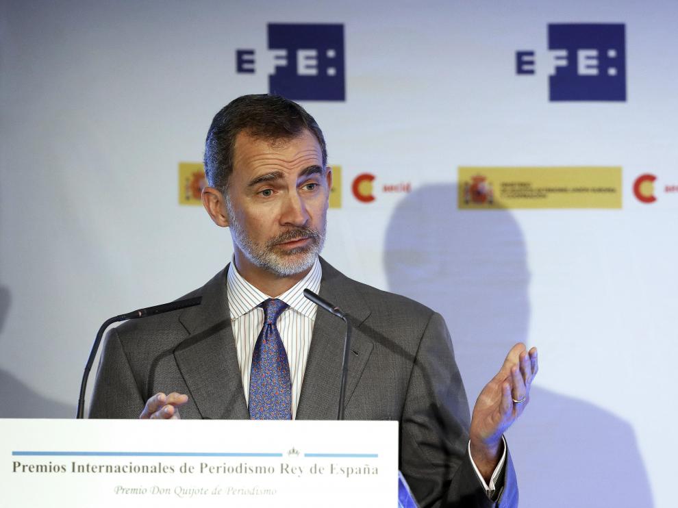 Don Felipe, en la entrega de los XXXVI Premios Rey de España y el XV premio de periodismo Don Quijote.