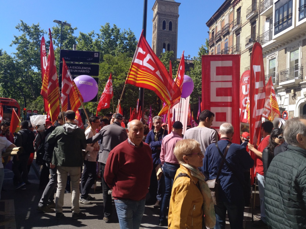Los sindicatos han difundido fotos de las movilizaciones en Zaragoza por las redes sociales