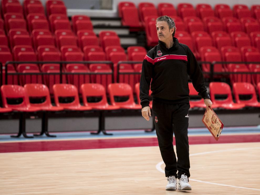 Porfirio Fisac, en un entrenamiento en el Príncipe Felipe.