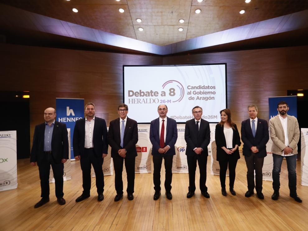 Preparativos del debate de los candidatos al Gobierno de Aragón.