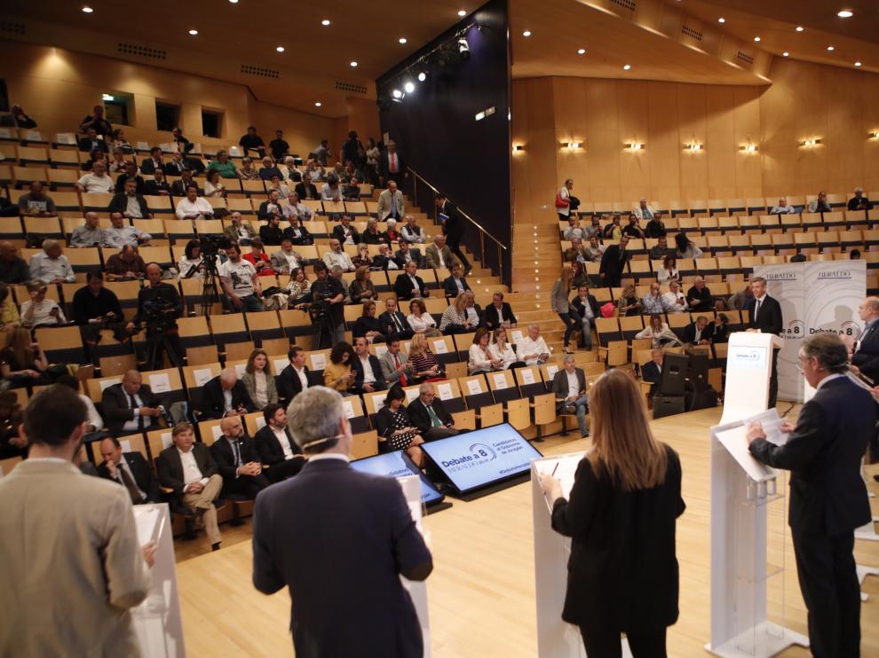 Los candidatos, en el debate a 8 celebrado por HERALDO en la sala Luis Galve del Auditorio.