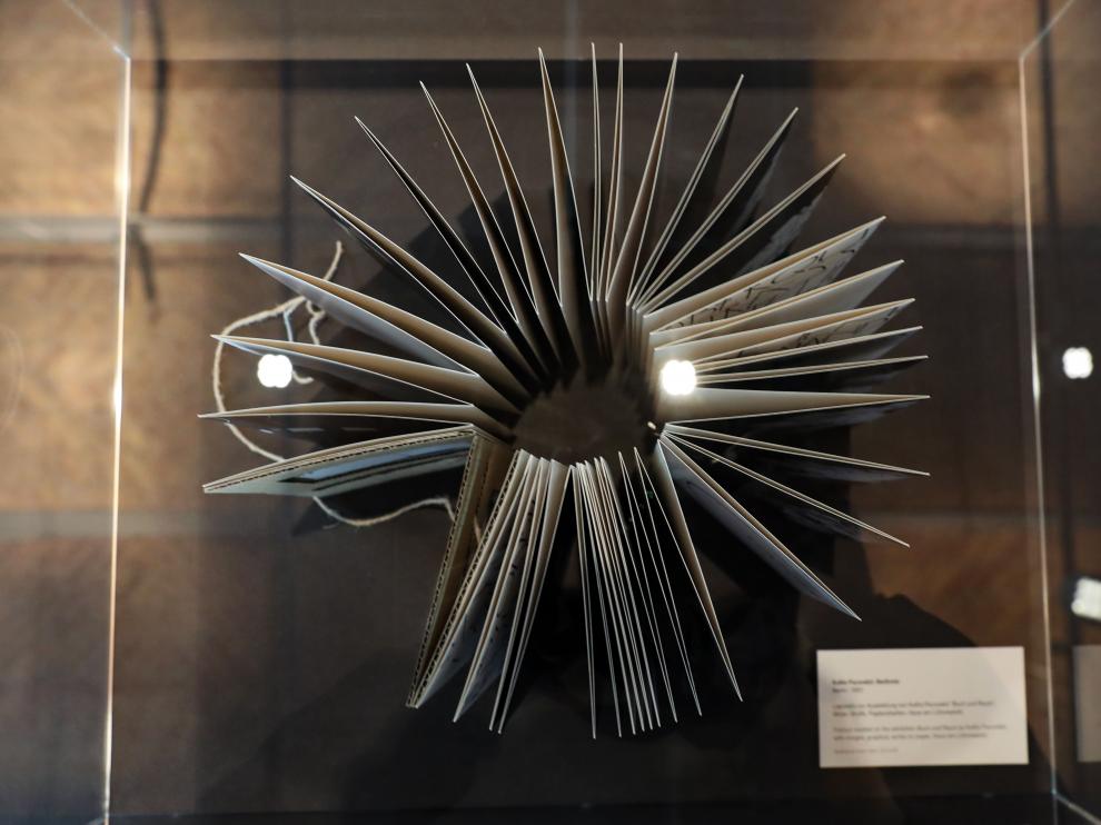 FT01. Berlin (Germany), 05/05/2019.- A view of a detail of the work 'Berlinmix', a foldout booklet by Kveta Pacovska, and part of the exhibition 'Artists' Libraries' in the Academy of Arts in Berlin, Germany, 05 May 2019. For many artists their own private collection of books is in an important work environment, workshop or source of inspiration. The exhibition includes rare editions, elaborate designed books or never published volumes, all part of the Academy of Arts collection. (Alemania) EFE/EPA/FELIPE TRUEBA Artists' Libraries exhibition in Berlin