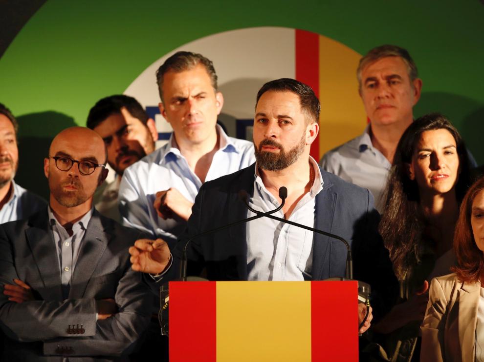 El líder de Vox, Santiago Abascal, en un acto de campaña.
