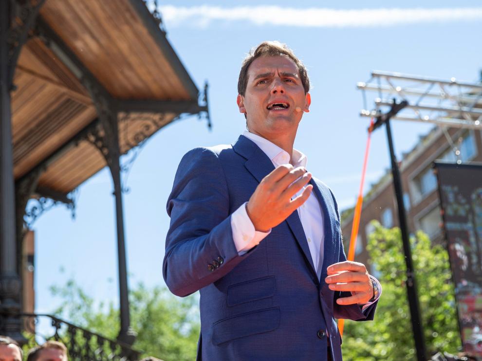 Albert Rivera durante un mitin de este domingo.