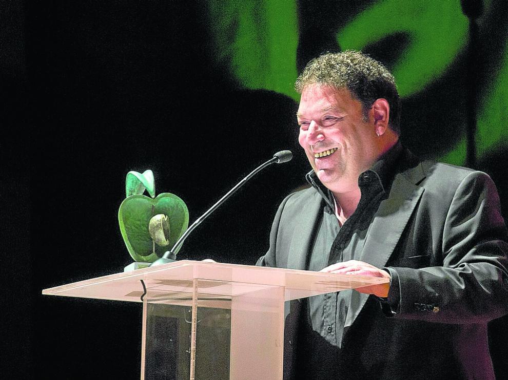 El actor Jorge Asín, durante el acto en el que recibió, ayer, el premio Villa de La Almunia.