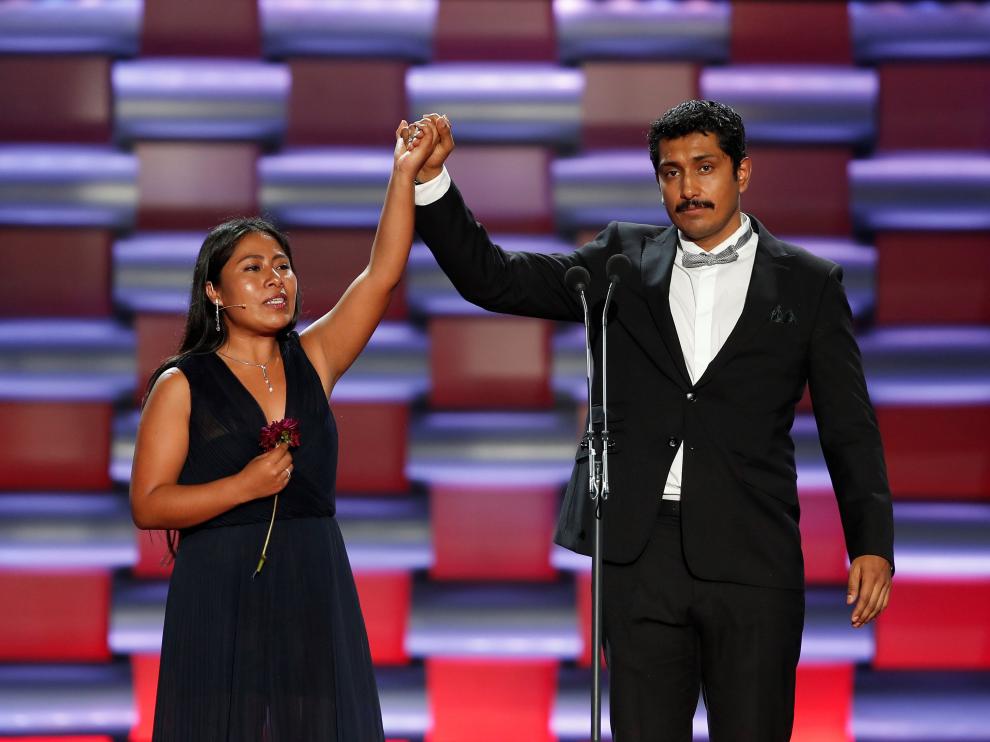 Yalitza Aparicio, la actriz protagonista de 'Roma', en la gala de entrega de los Premios Platino.