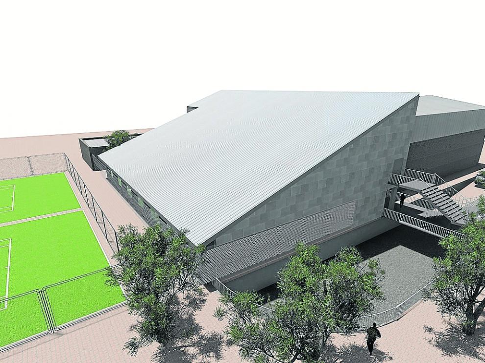 Recreación infográfica de la nueva piscina climatizada de Alcañiz.