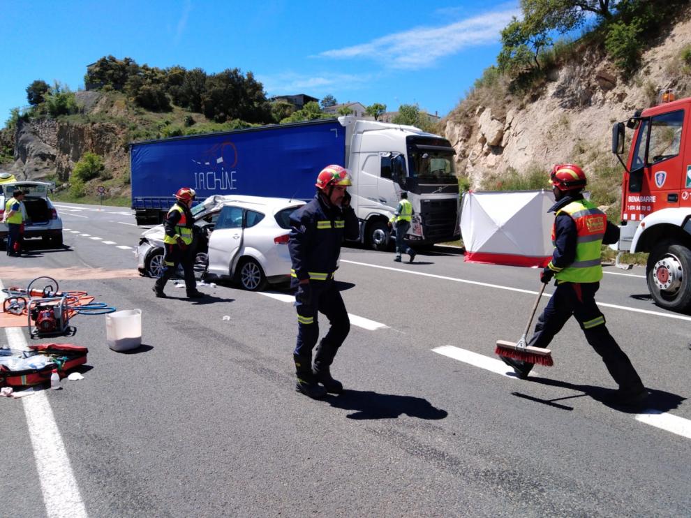 Lugar del accidente mortal en la N-230