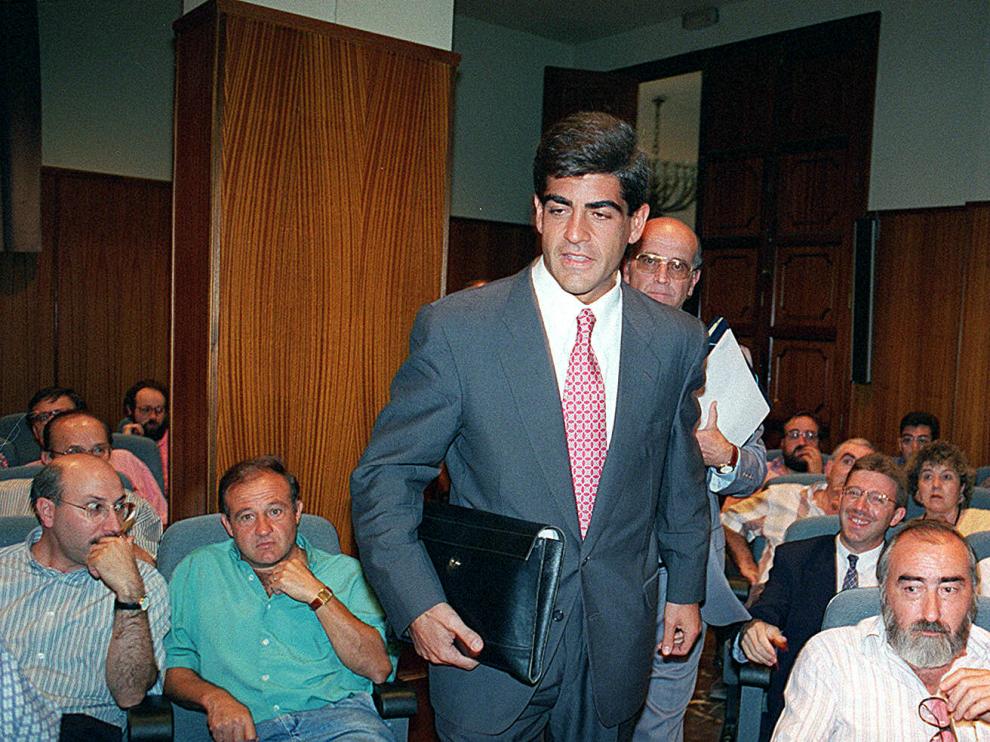 Augusto Guardiola, durante una junta de accionistas del Peñas Recreativas.