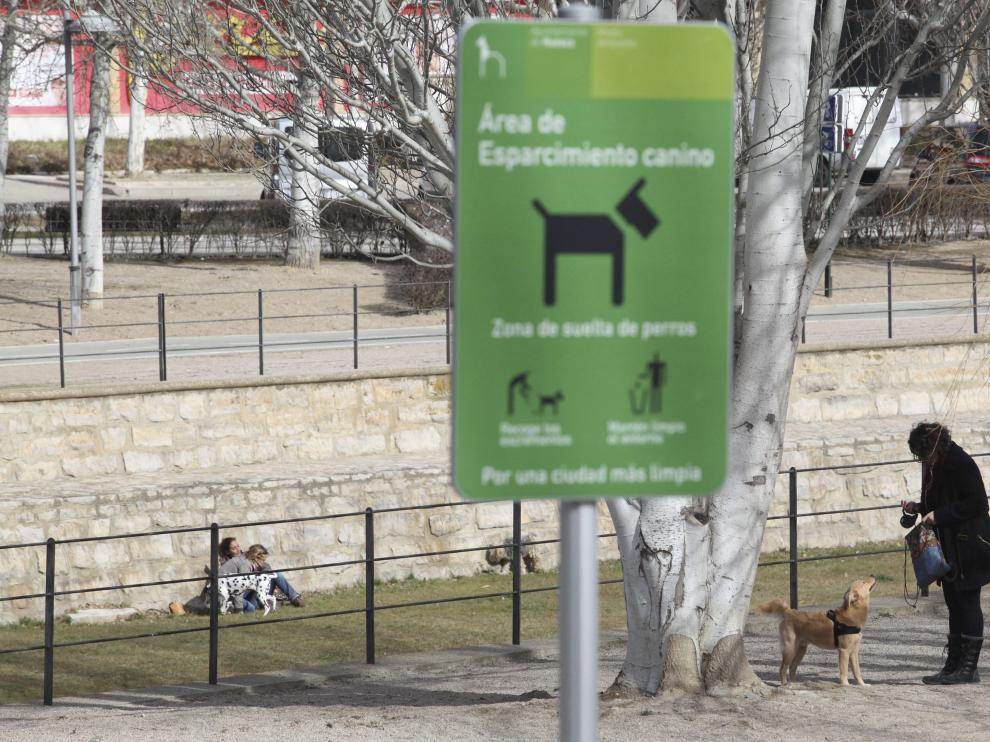 Una de las zonas de esparcimiento canino reguladas en Huesca.