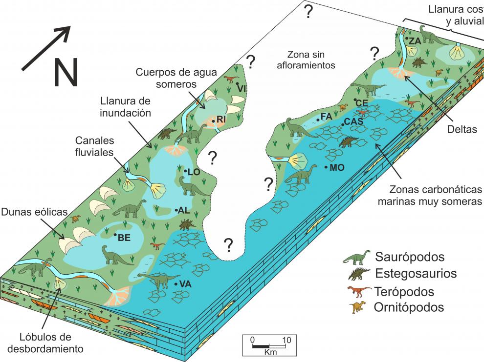 Recreación del paisaje jurásico en la zona de confluencia de las comunidades de Aragón y Valencia.