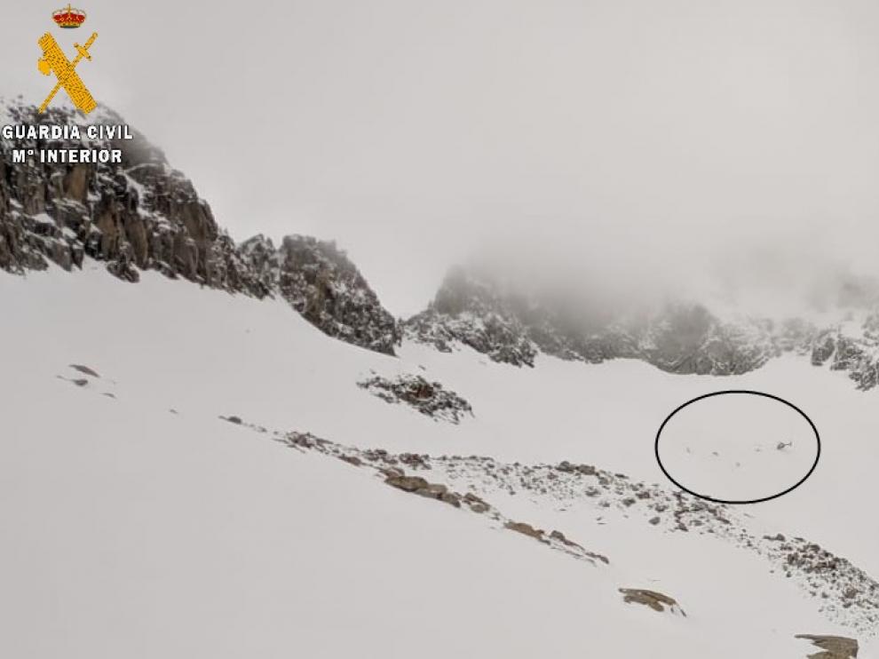 Fotografía del lugar donde tuvo lugar el rescate de la esquiadora.