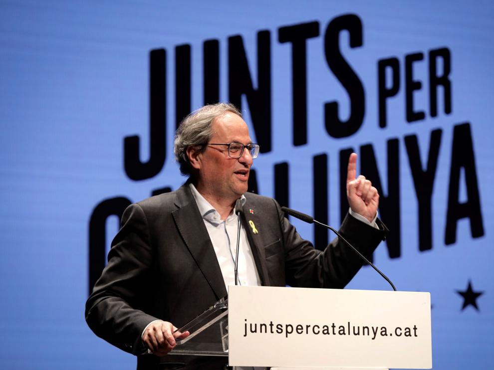 Quim Torra en un acto de campaña en Gerona.