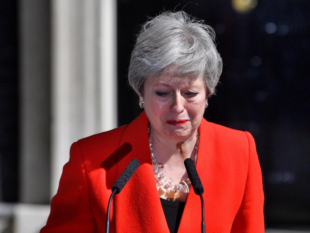 Theresa May en el discurso que ha dado este viernes, donde ha anunciado su dimisión.