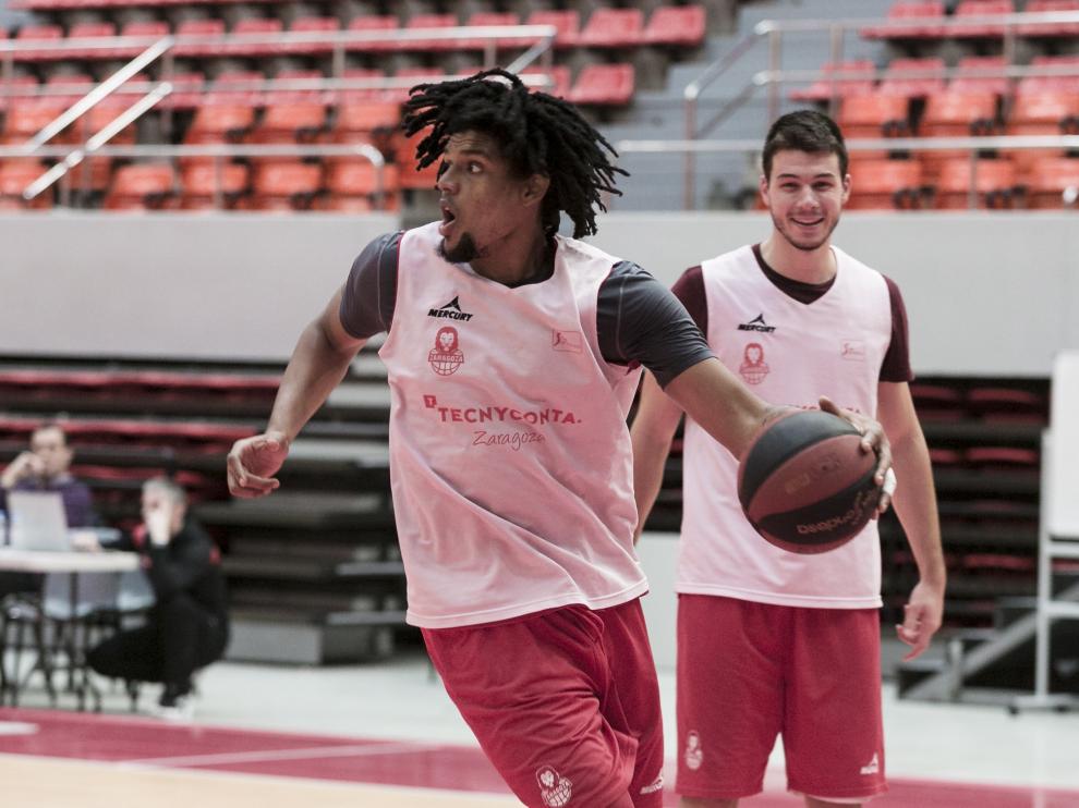 Javier Justiz, durante un entrenamiento del Tecnyconta.
