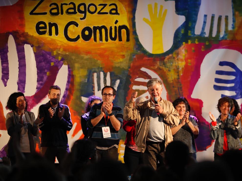 Santisteve, anoche en la carpa de ZEC de la plaza del Pilar.