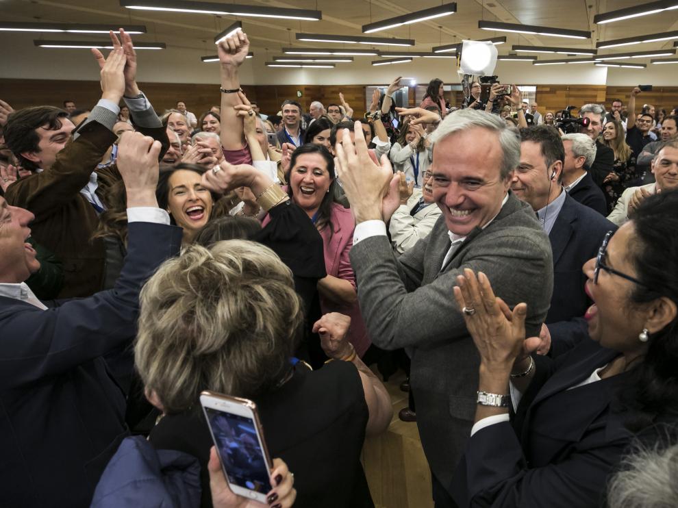 Azcón, ayer en la celebración del PP