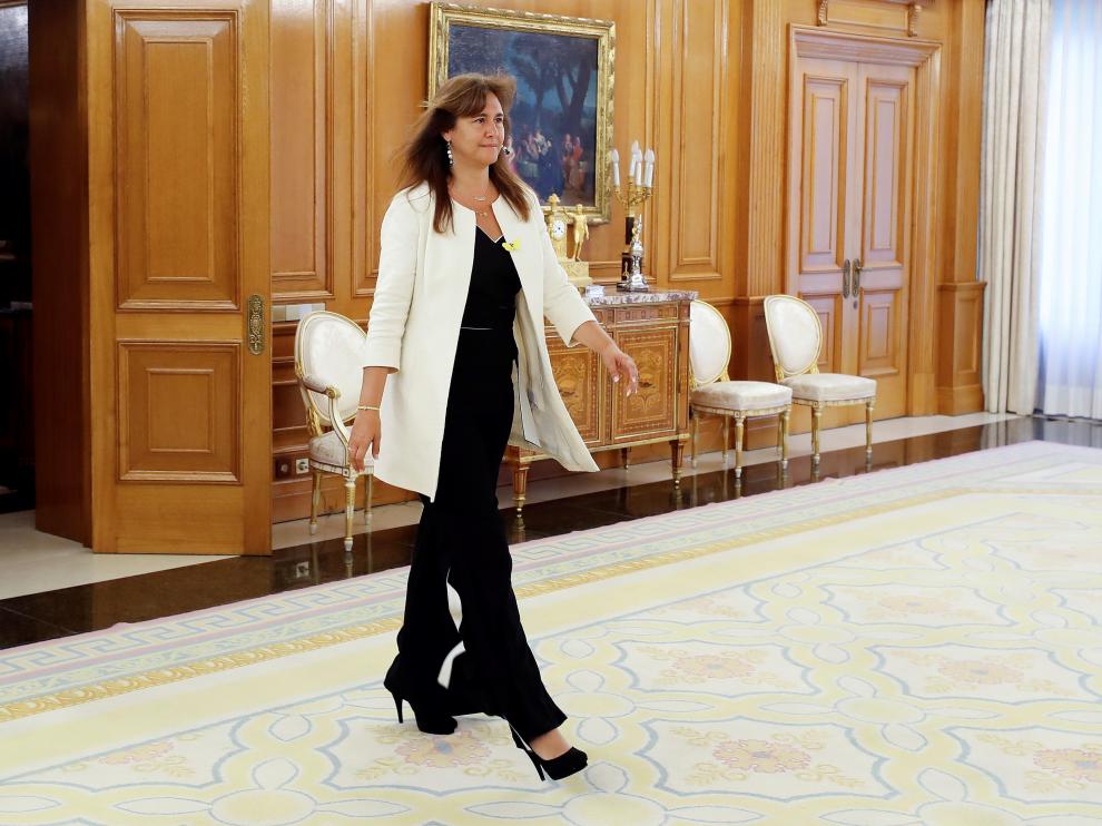 La portavoz de JxCat en el Congreso, Laura Borràs, en el Palacio de la Zarzuela.