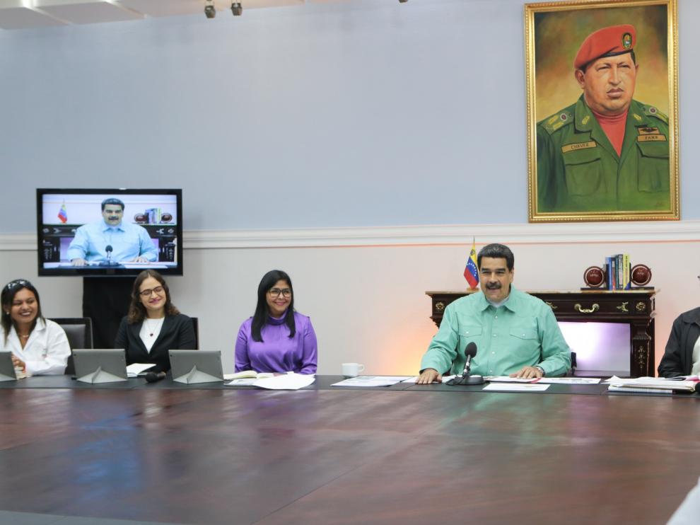 Nicolás Maduro durante la reunión en el Palacio Presidencial, en Carcas.