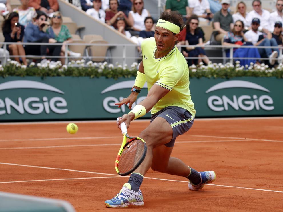 Rafa Nadal, en acción en Roland Garros.