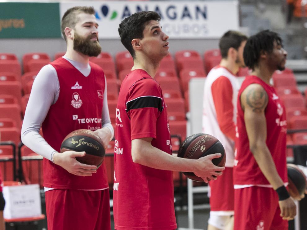 Radovic y Alocén, durante un entrenamiento del Tecnyconta.