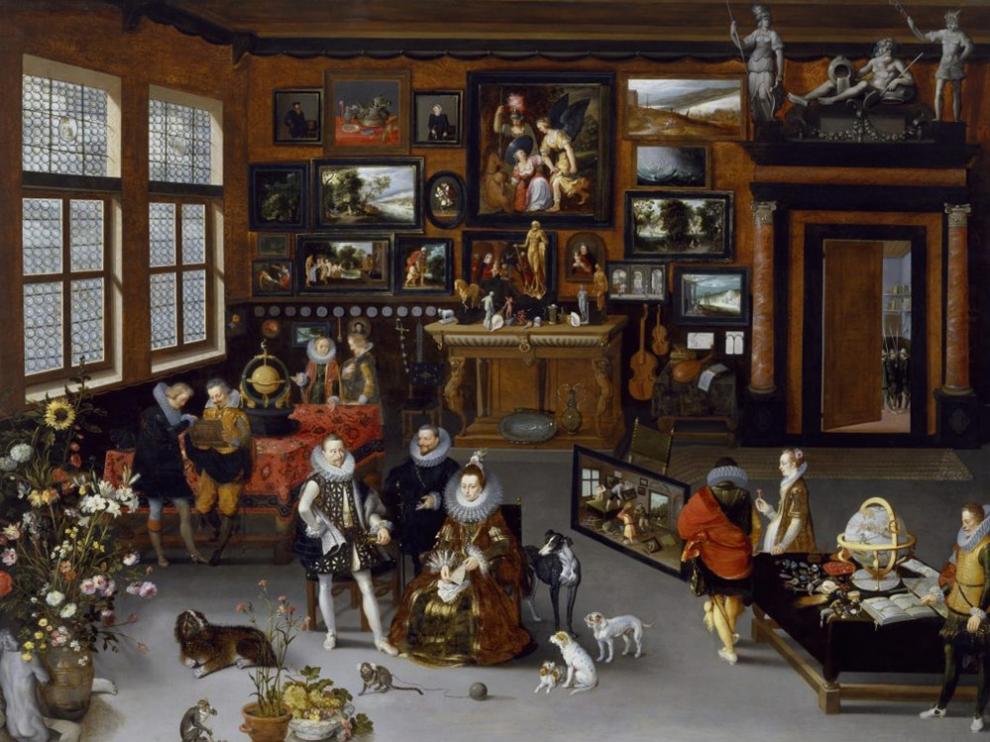 Detalle de la pintura ‘Los archiduques Alberto e Isabel visitando un gabinete de coleccionista’, de Jan Brueghel y Hyeronimus Francken II.