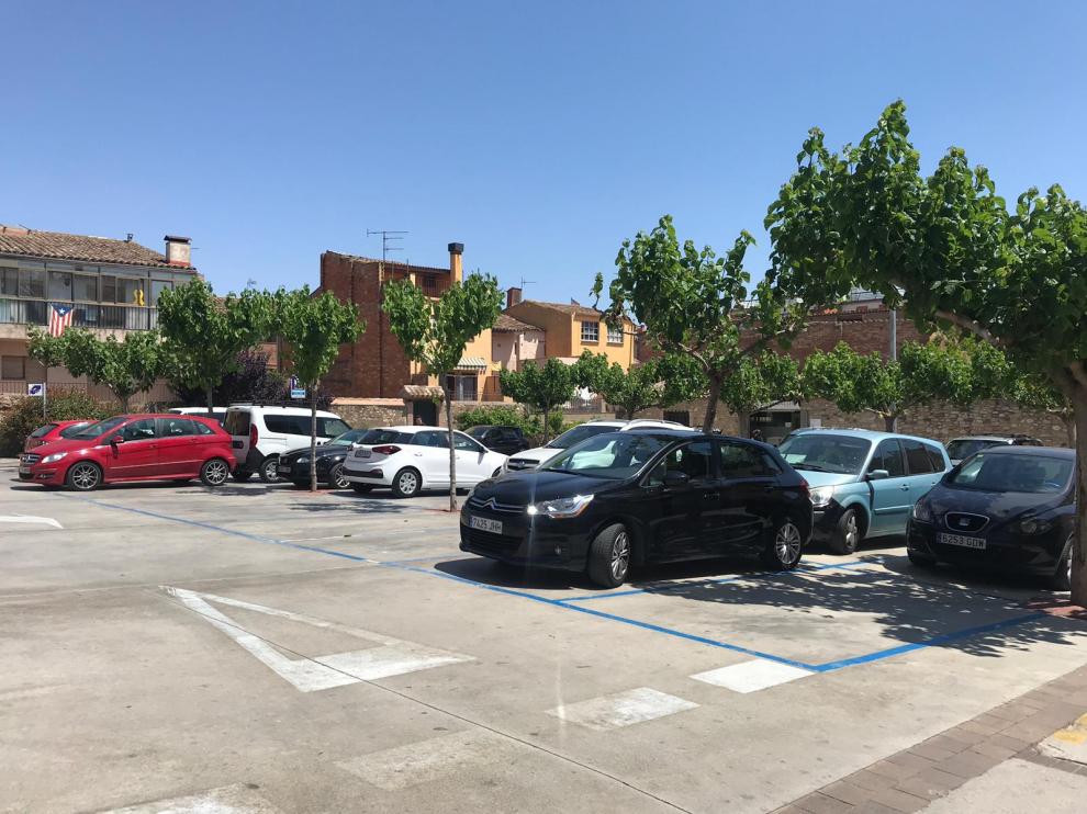 Aparcamiento de Montblanc ( Tarragona) donde el domingo se produjo el fatal accidente.