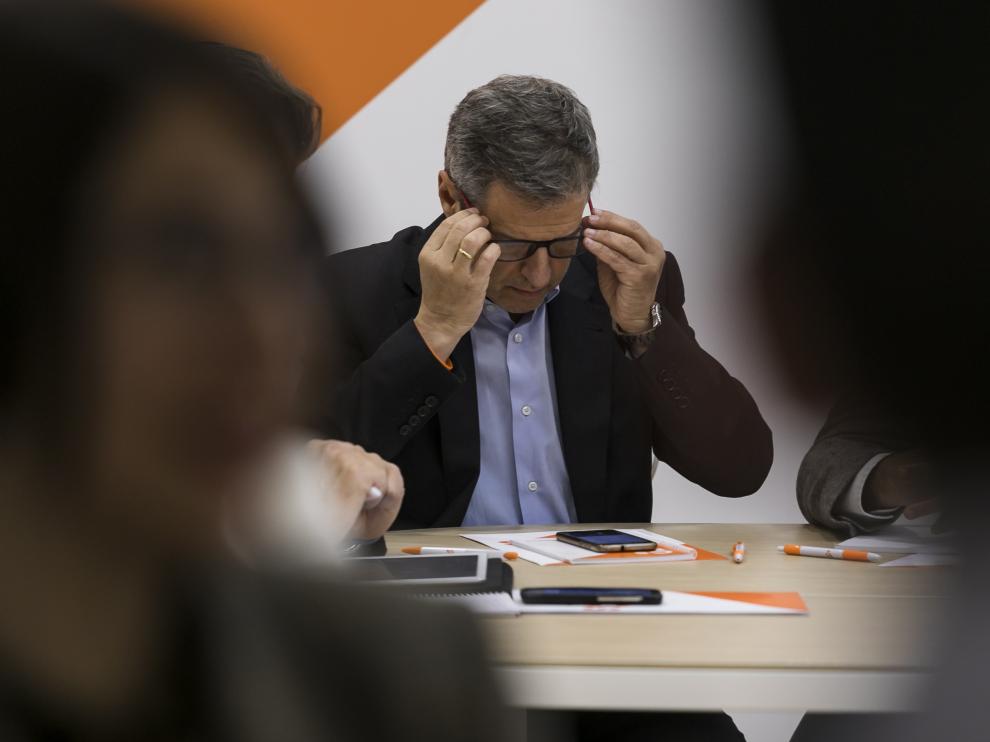Daniel Pérez Calvo, en una de las últimas reuniones de Ciudadanos
