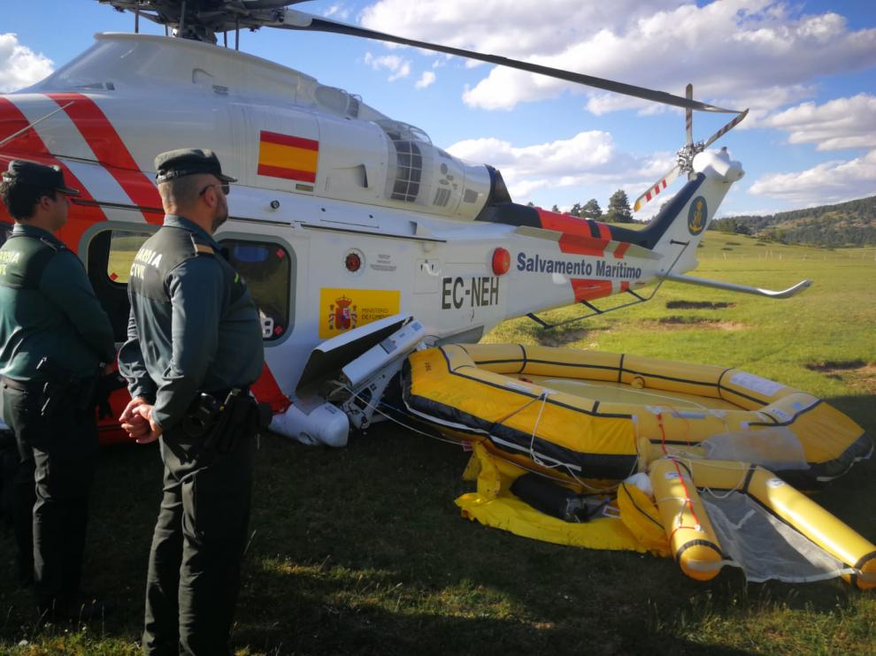 El helicóptero accidentado en Albarracín.