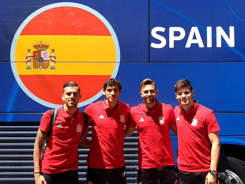 Daniel Ceballo, Jesús Vallejo, Borja Mayoral y Jorge Meré.