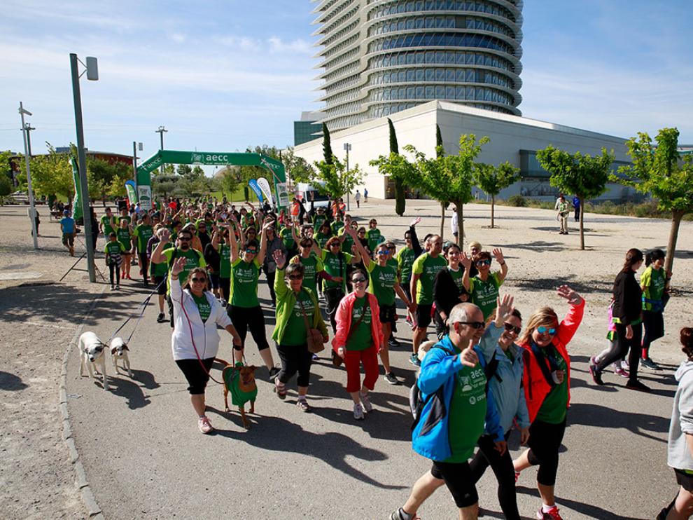 Una imagen de la anterior edición de la Marcha contra el cáncer en el Parque del Agua de Zaragoza.