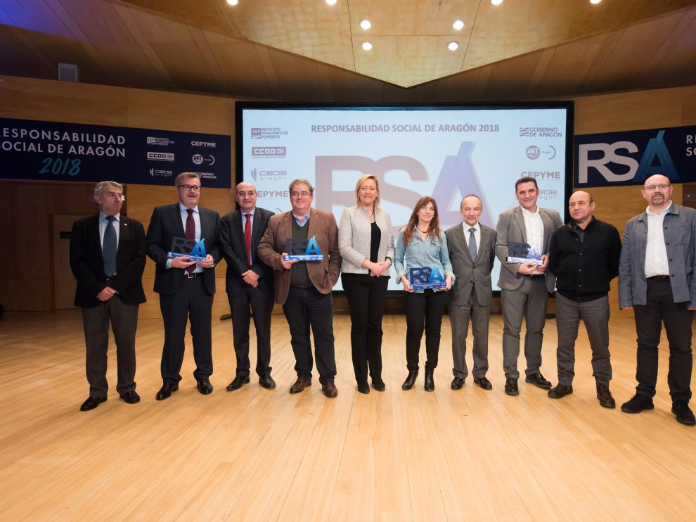 Los participantes galardonados en la última edición de los premios de Responsabilidad Social de Aragón.