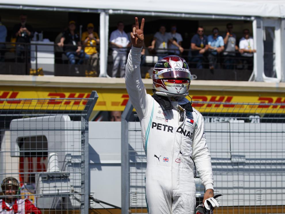 Lewis Hamilton, tras conseguir la pole en el GP de Francia.