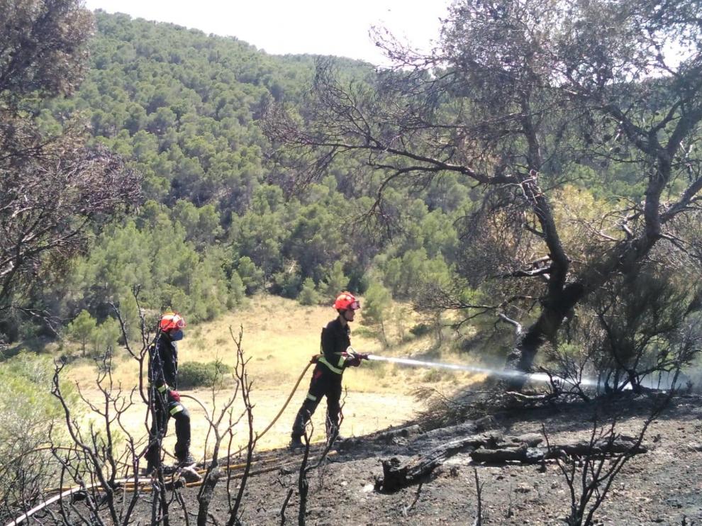 Un incendio calcina casi una hectárea de bosque en el monte de Fraga.