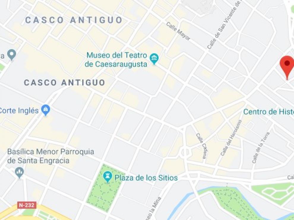 Lugar de la agresión, en el centro de Zaragoza.