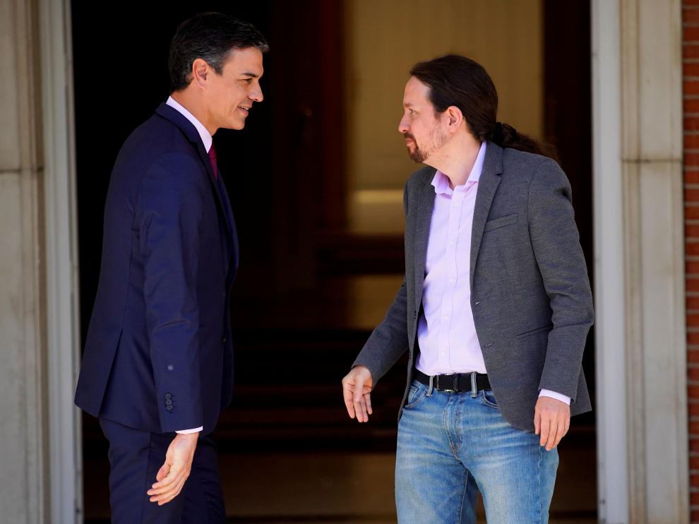 Pedro Sánchez y Pablo Iglesias durante su última reunión en Moncloa