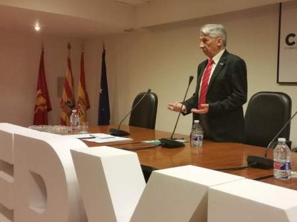 Aurelio López de Hita, presidente de Cepyme Aragón, en la sede de la organización empresarial en Zaragoza.