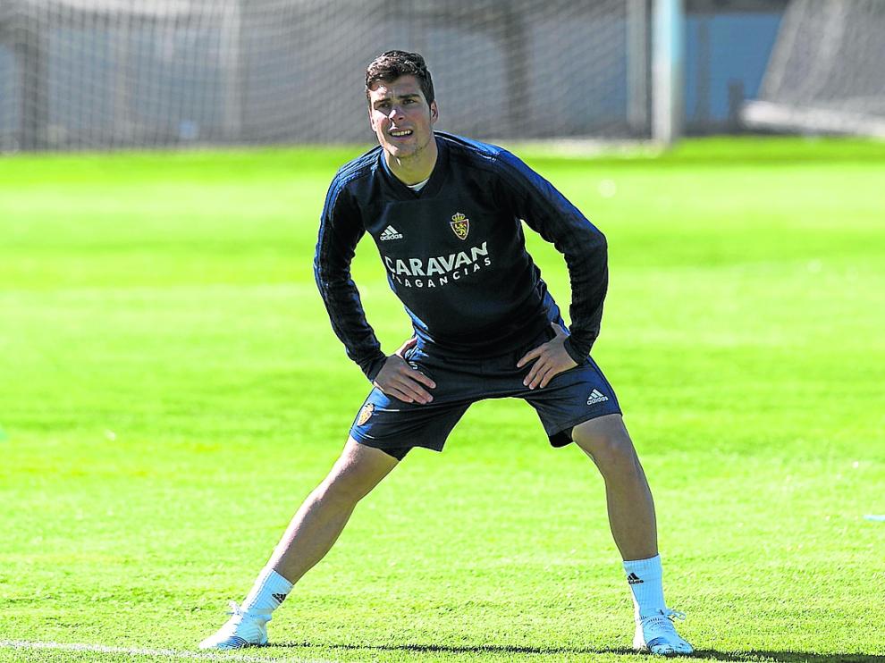 Alberto Soro, en un entrenamiento del Real Zaragoza.