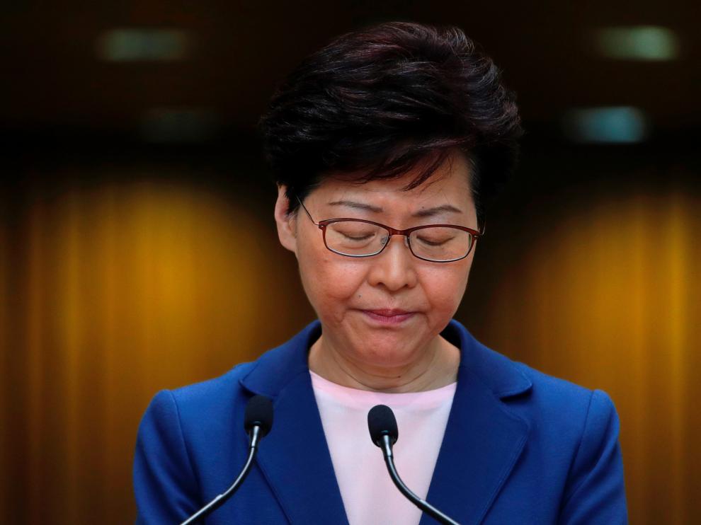 Hong Kong Chief Executive Carrie Lam speaks to media over an extradition bill in Hong Kong, China July 9, 2019. REUTERS/Tyrone Siu TPX IMAGES OF THE DAY [[[REUTERS VOCENTO]]] HONGKONG-EXTRADITION/