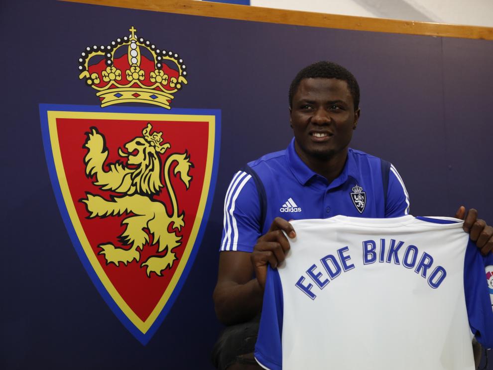 Bikoro, en su presentación en La Romareda
