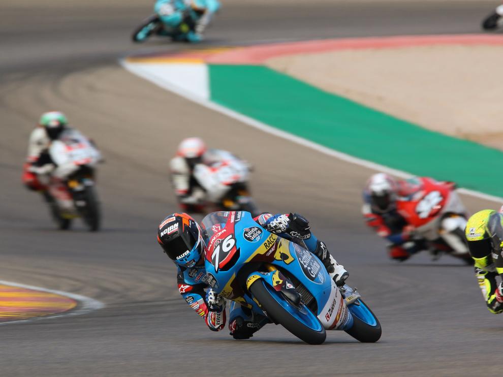 El piloto de Ontinar de Salz Julián Giral (Júnior Team Estrella Galicia 0,0), en acción en el circuito de Motorland Aragón