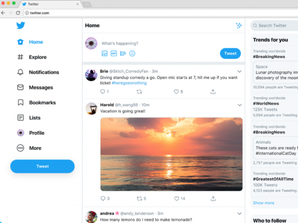 El nuevo diseño de Twitter.
