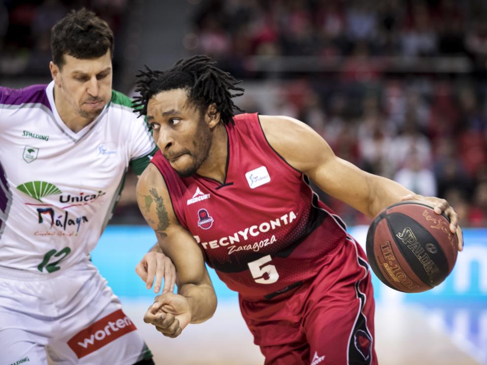 Okoye, en el partido contra el Unicaja en el pabellón Príncipe Felipe.