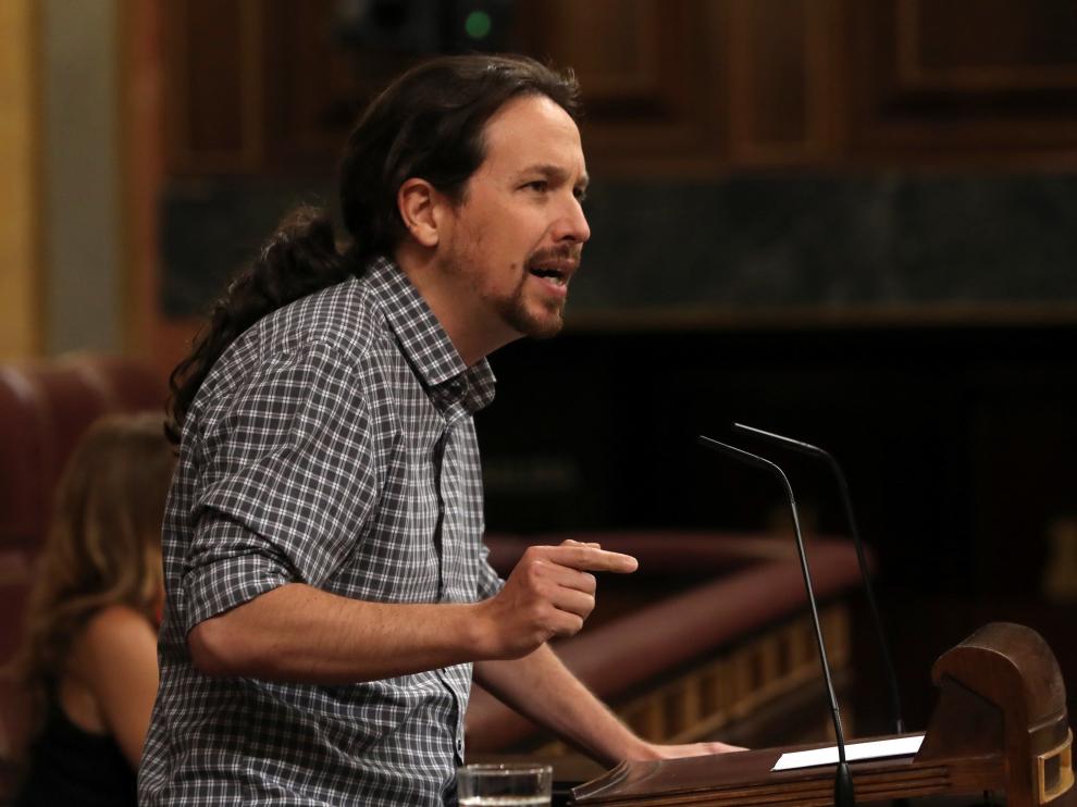 Pablo Iglesias en su turno de palabra durante la investidura.