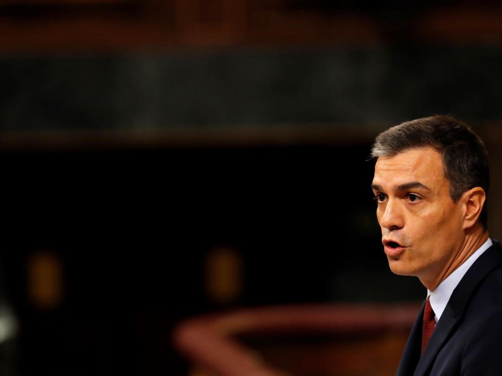 Pedro Sánchez, al inicio de su intervención.