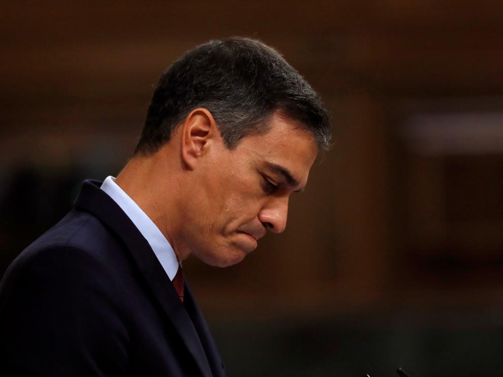 Pedro Sánchez durante una de sus intervenciones en la primera jornada del debate de investidura