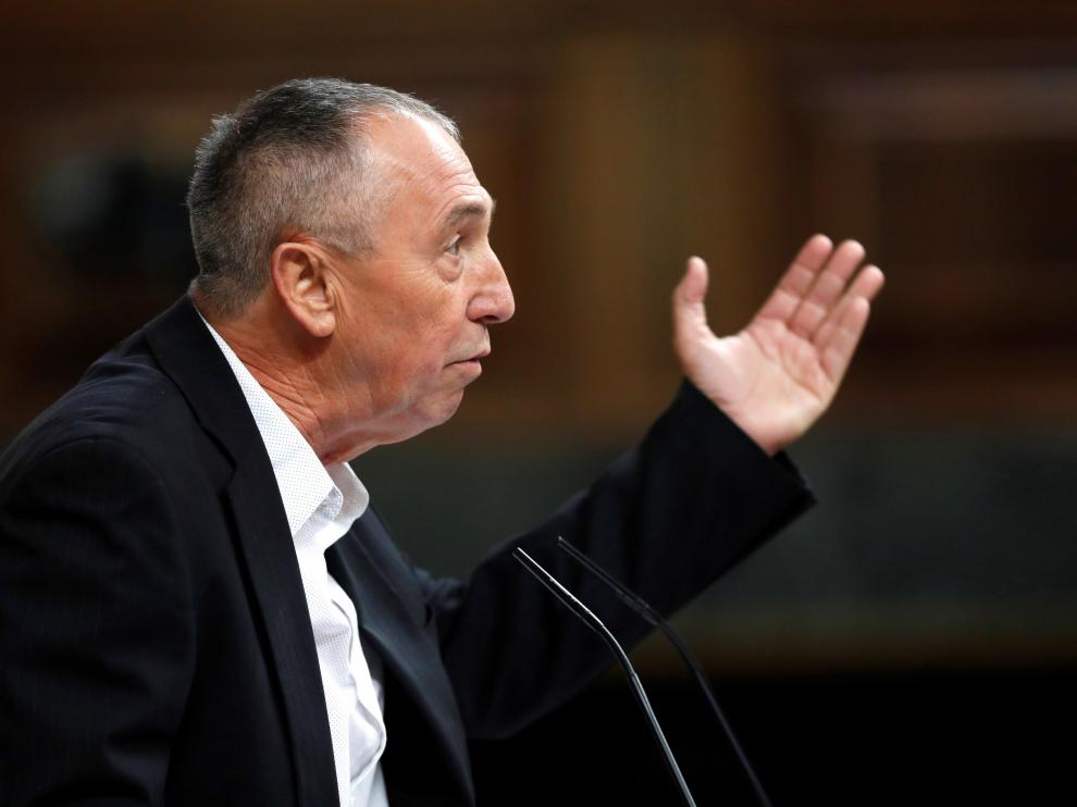 El portavoz de Compromís, Joan Baldoví, durante su intervención en el debate de investidura, este martes en el Congreso