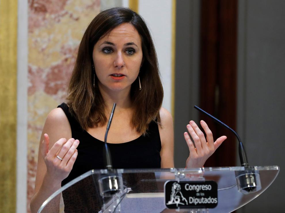 Ione Belarra en rueda de prensa tras la segunda jornada del debate de investidura.
