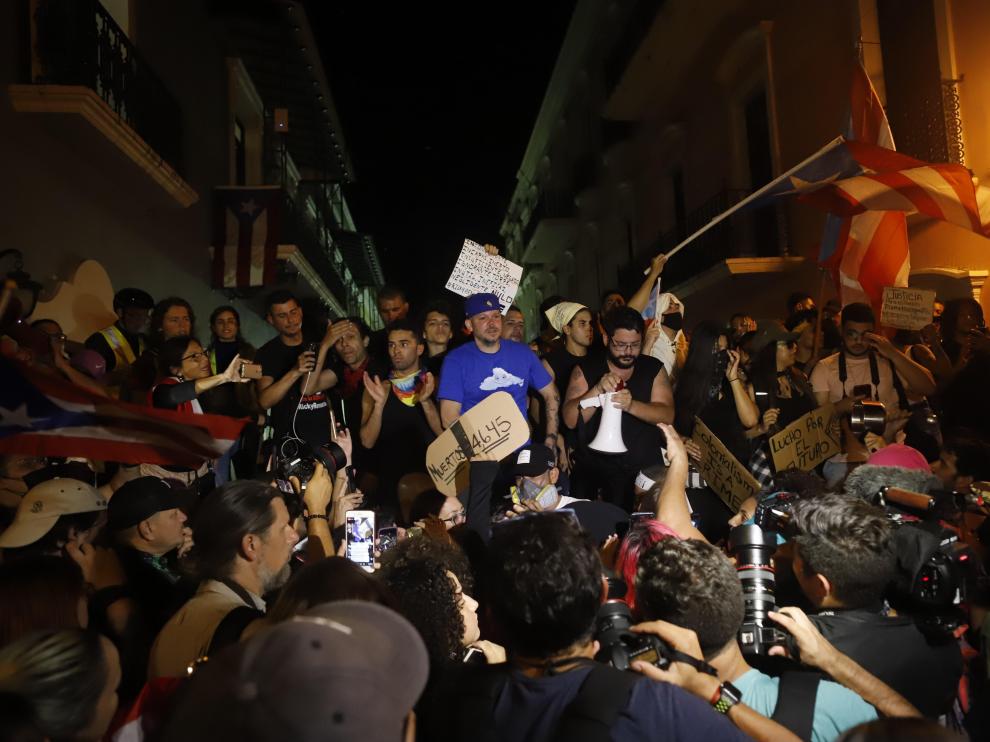Protesta en Puerto Rico en la que participaron Residente y Bad Bunny.